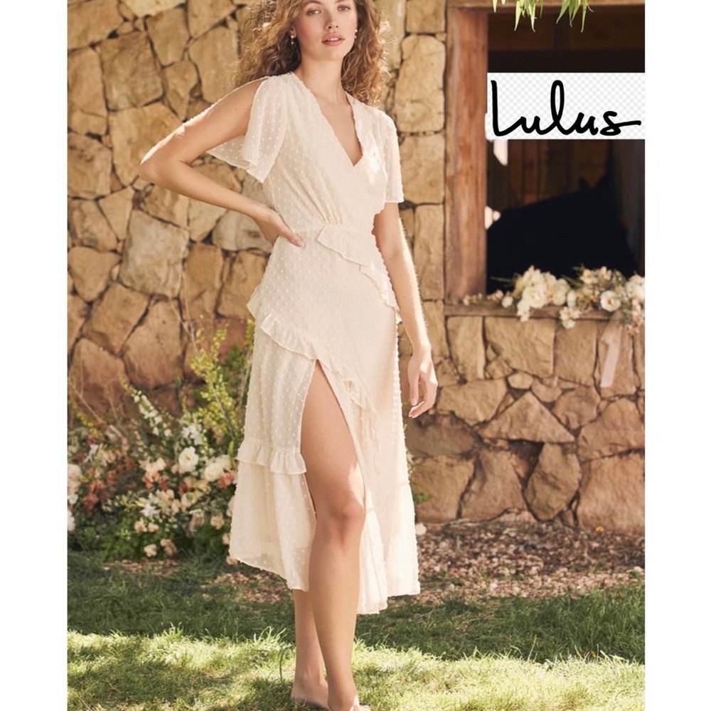 Lulus cream swiss dot dress